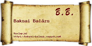 Baksai Balázs névjegykártya